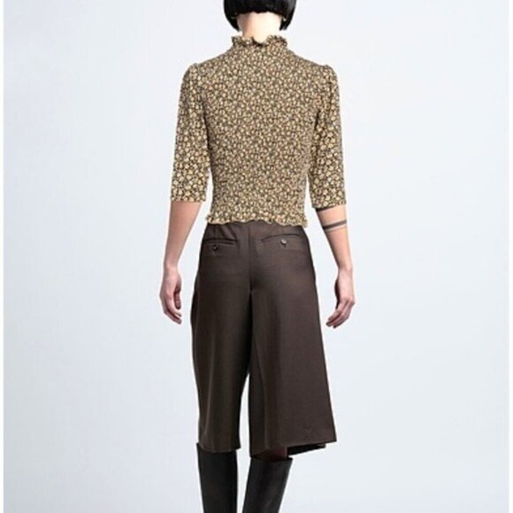 Sandro Gigi Floral-Print Smocked Crop Tee SIZE S Small - Picture 7 of 14